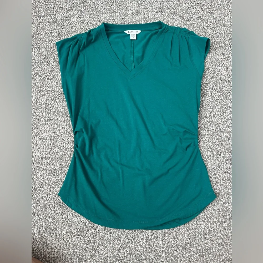 Athleta Outbound V Neck Tee-Emerald Green - Picture 3 of 6